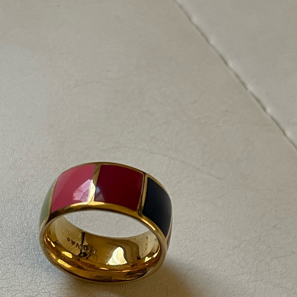 COACH Gold and Colorblock Enamel Ring